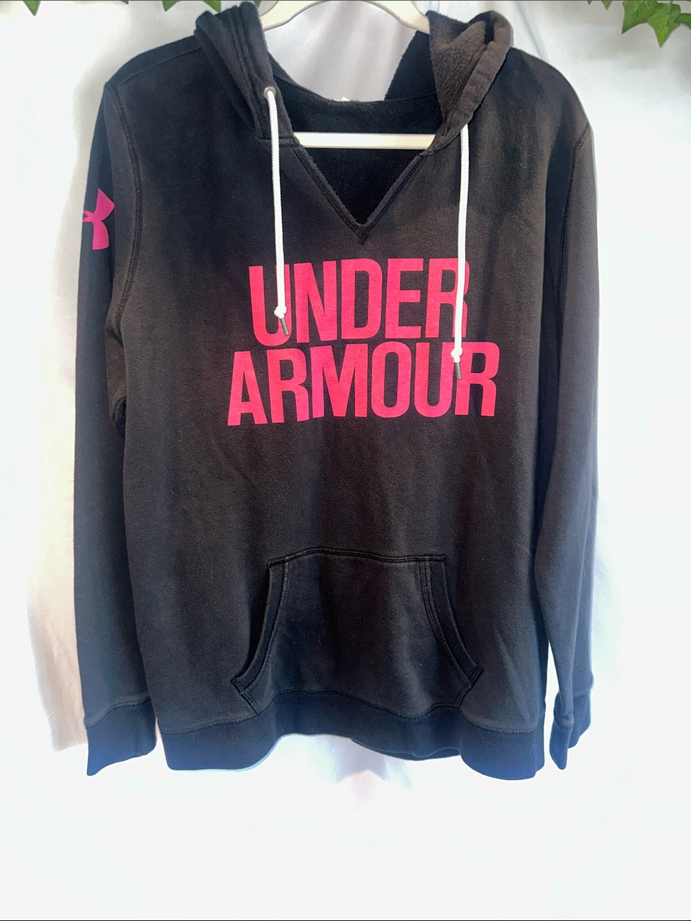 Under Armour Black Hoodie with Hot Pink Logo